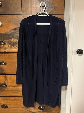 Navy Open-Front Knit Cardigan - Women